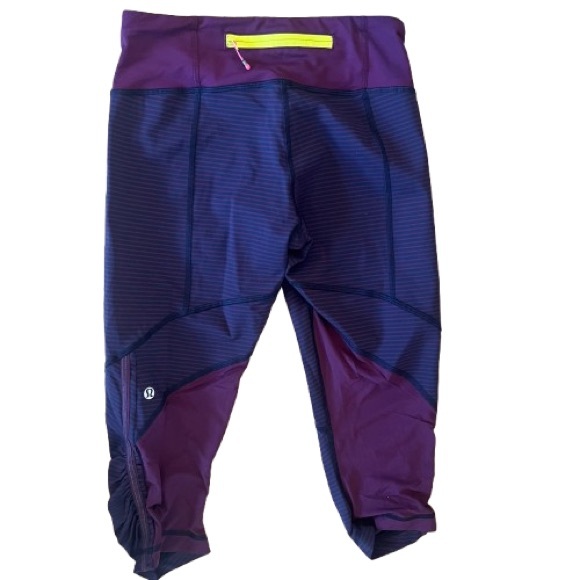 Lululemon Run: For Your Life Crop Hyper Stripe Plum/Pow Stripe Angel Wing 4 - Picture 9 of 9